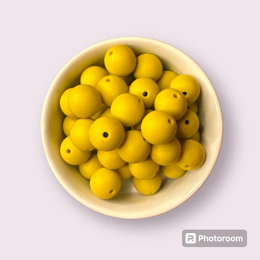 Mustard Yellow 15mm Silicone Bead