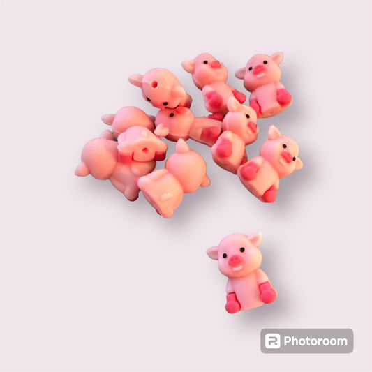 3D Pig Silicone Focal Bead