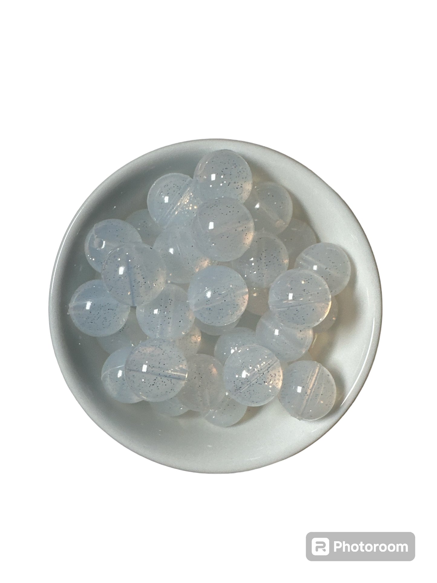 Clear Glitter Jelly Beads 15mm Silicone Bead