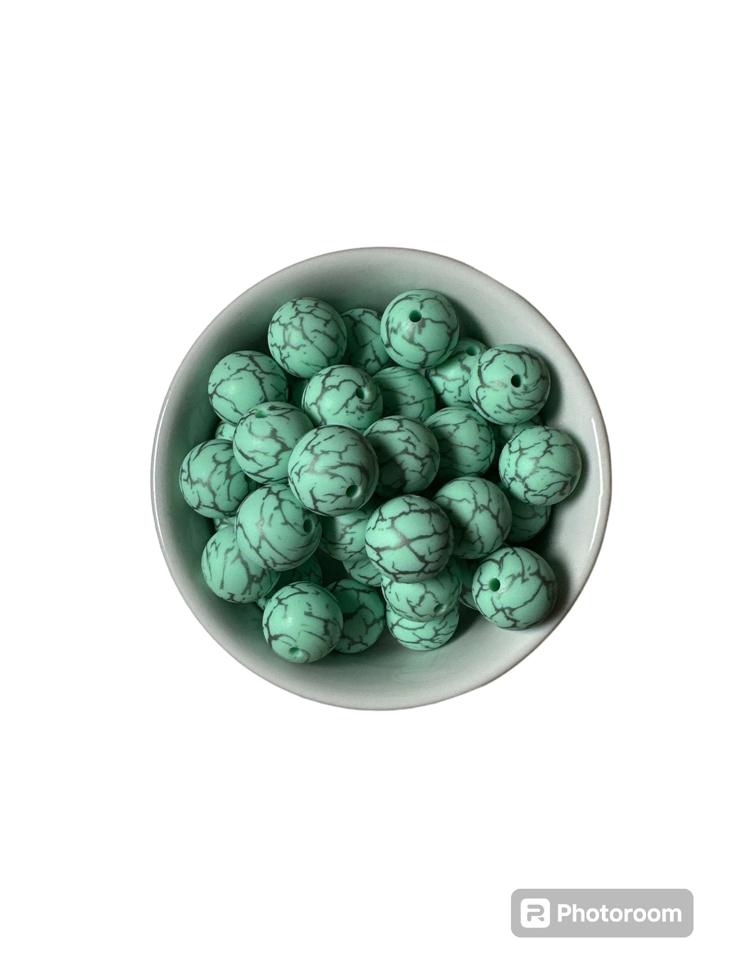 Mint Lightening 15mm Silicone Bead