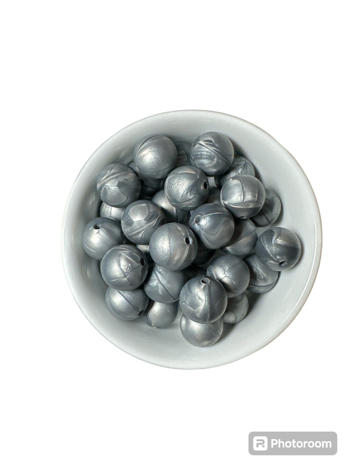 Silver Pearl 15mm Silicone Bead