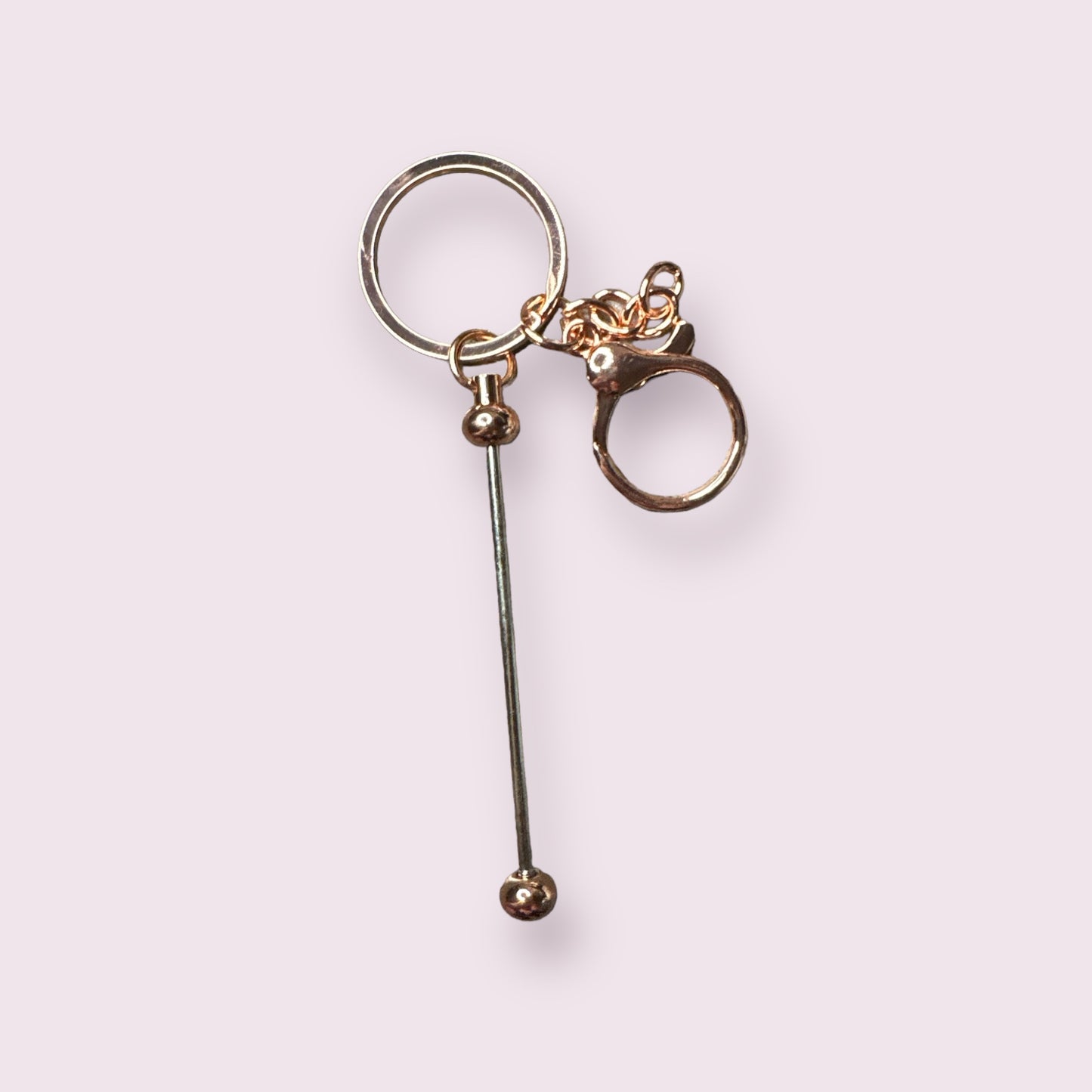 Rose Gold Metal Beadable Keychain Blank