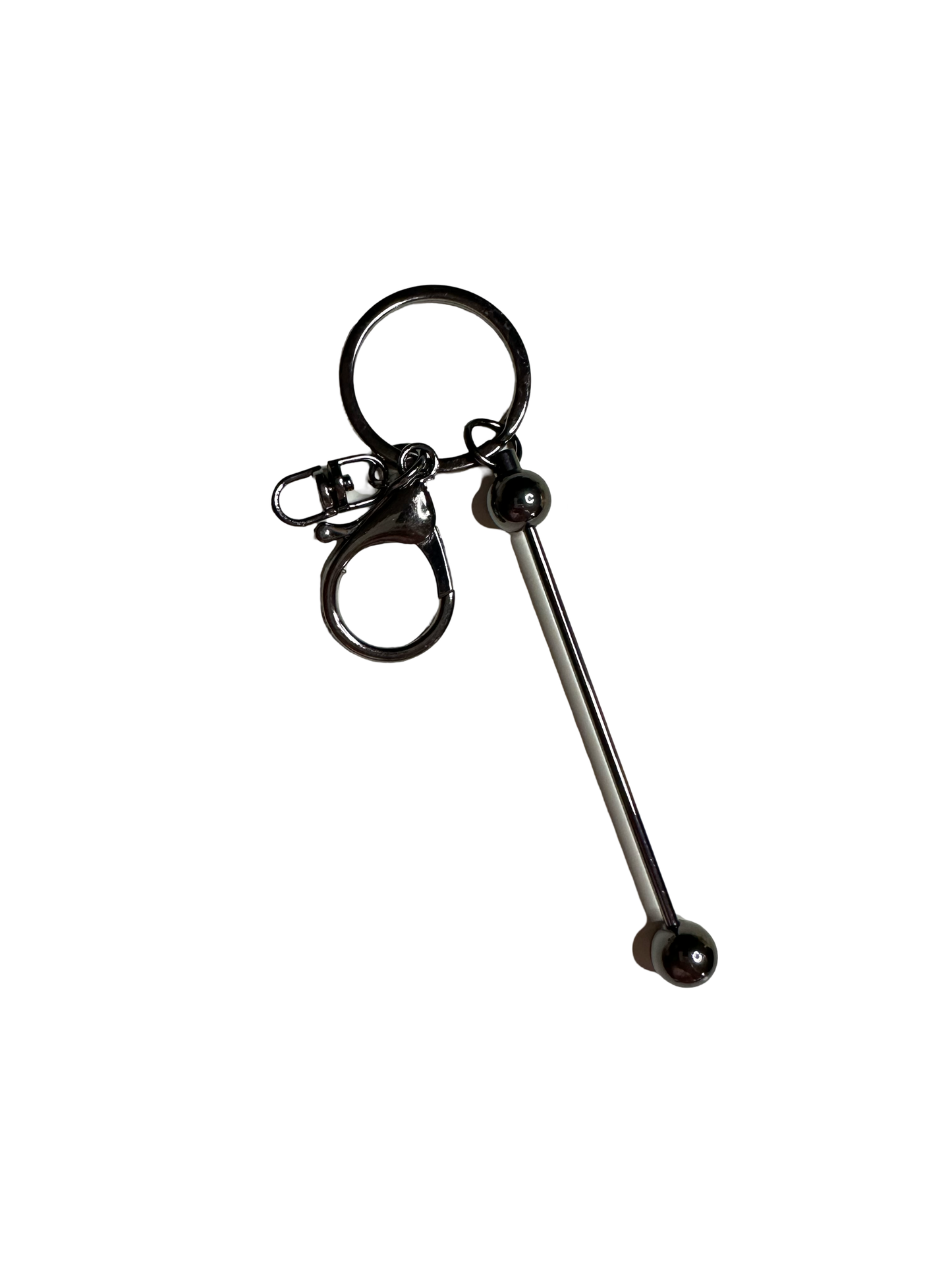 Black Gun Stock Metal Beadable Keychain Blank