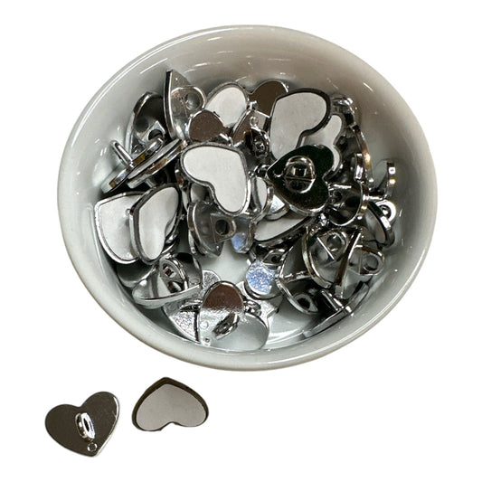 Heart Silver Plastic Stick On Charm for Cup Phone Tablet SET OF 5