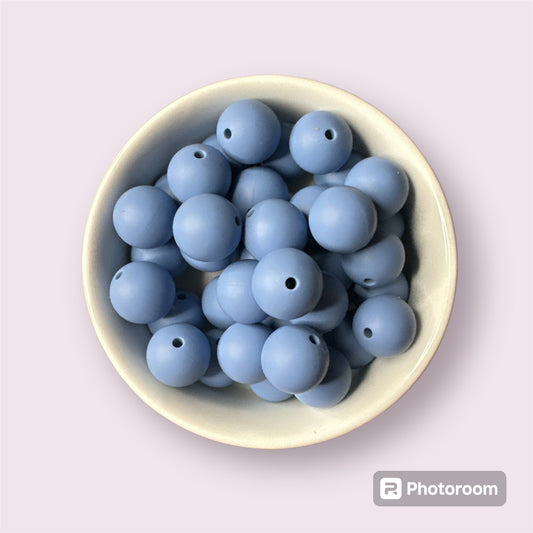 Dusty Blue 15mm Silicone Bead