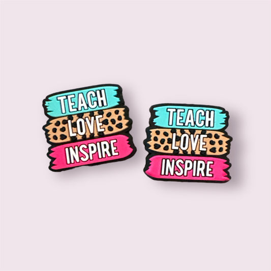 Teach Love Inspire Teaching Silicone Focal Bead