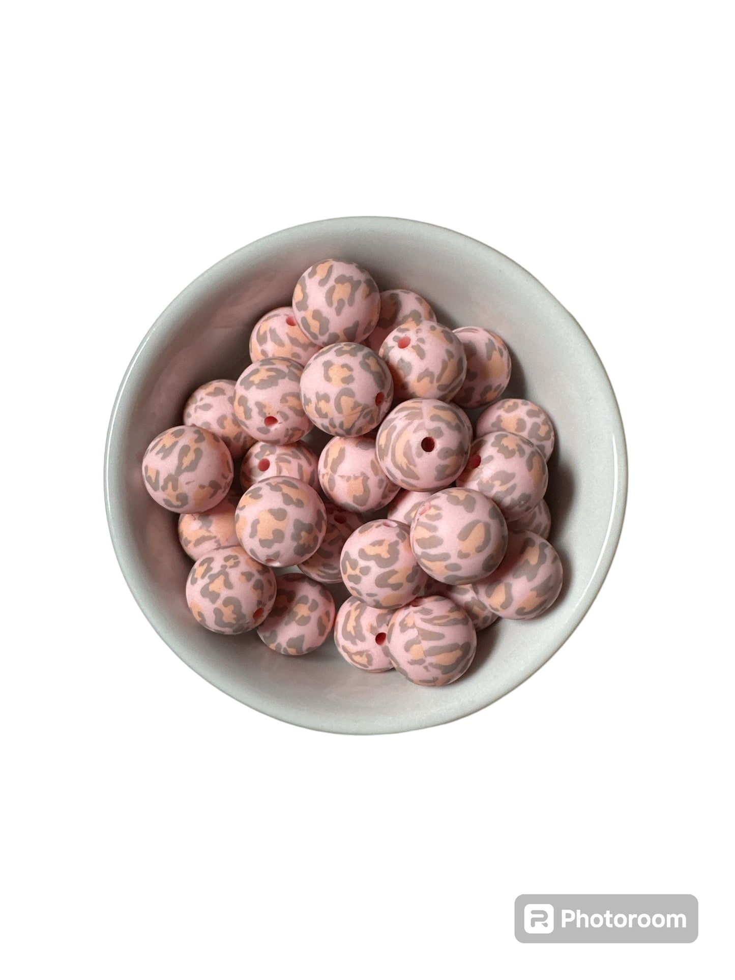 Pink Cheetah 15mm Silicone Bead