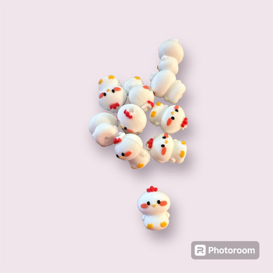 3D Chicken Silicone Focal Bead