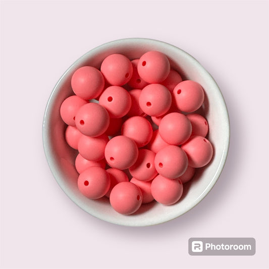 Deep Peach Pink 15mm Silicone Bead