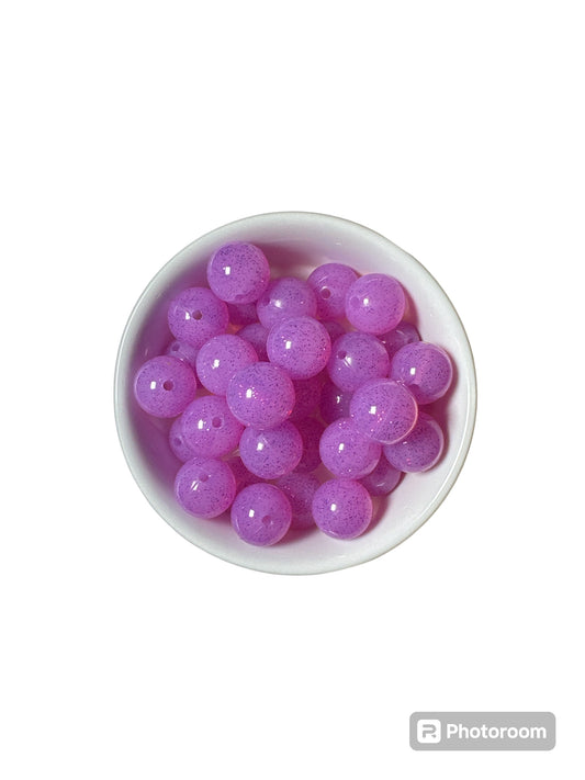 Purple Glitter Jelly 15mm Silicone Bead