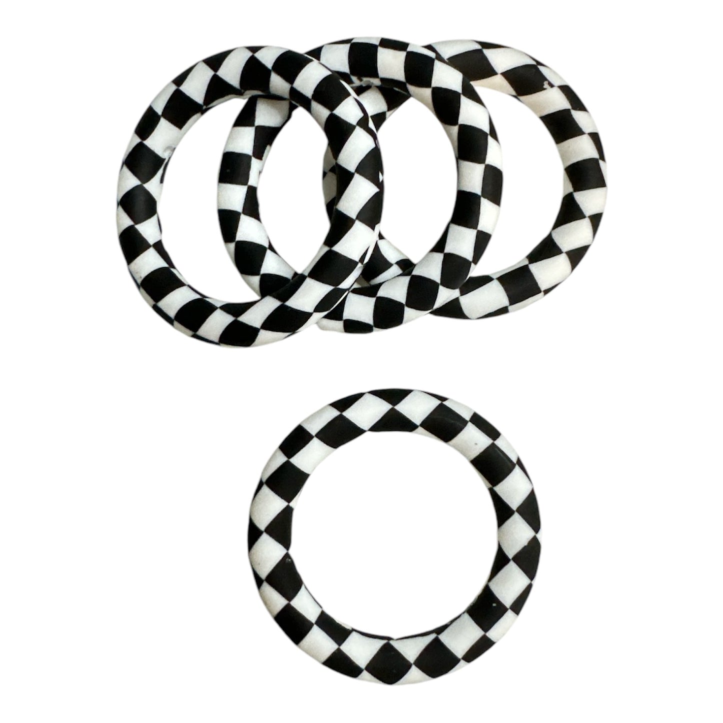 Race Checkered Silicone Ring Bead 62mm for Car Charms