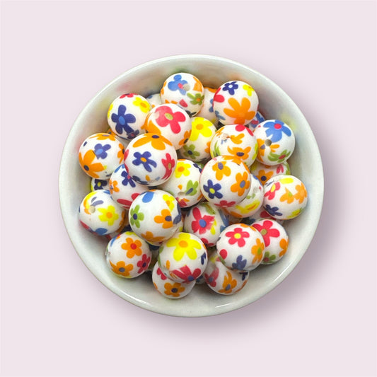 Flower Power 15mm Silicone Bead