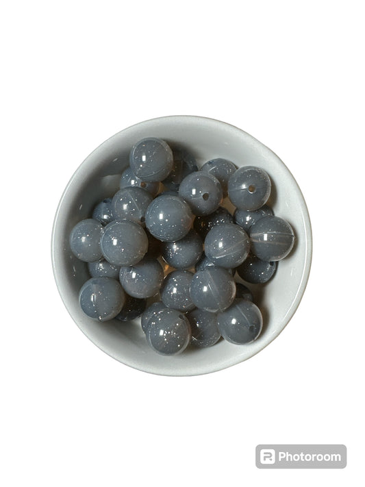 Dark Gray Jelly Glitter 15mm Silicone Bead