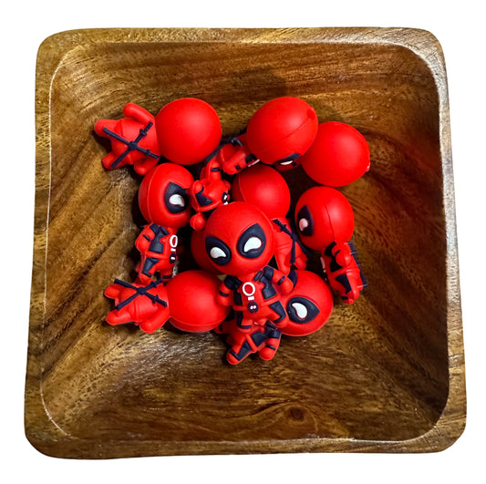 3D Deadpool Superhero Silicone Focal Bead