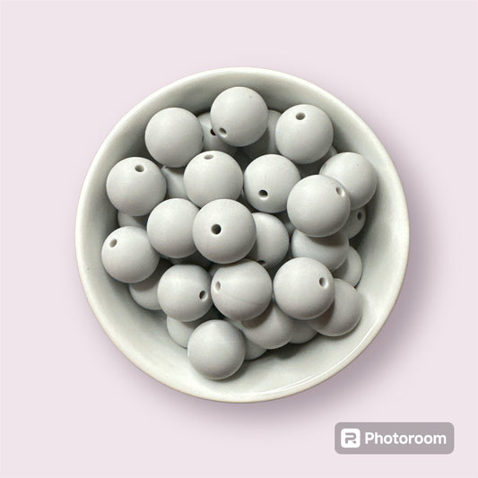 Light Gray 15mm Silicone Bead