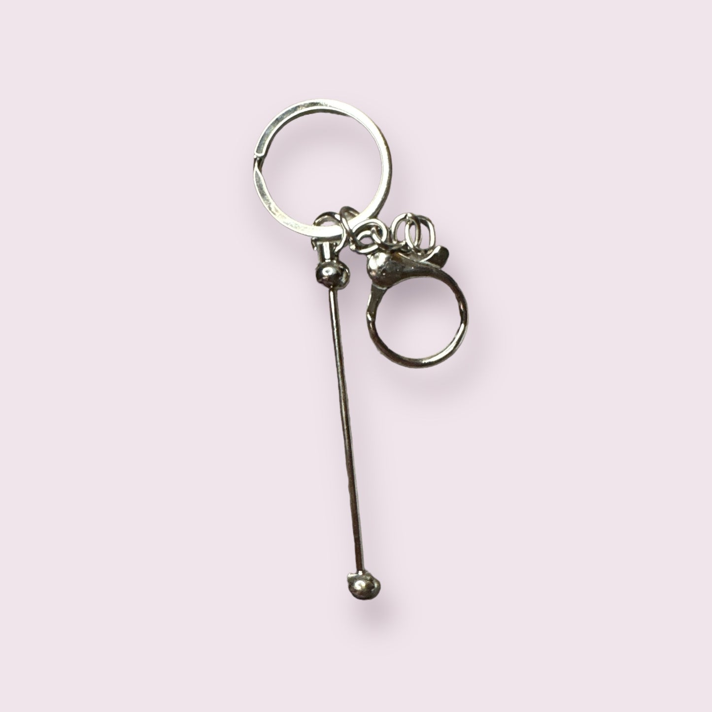 Silver Metal Beadable Keychain Blank