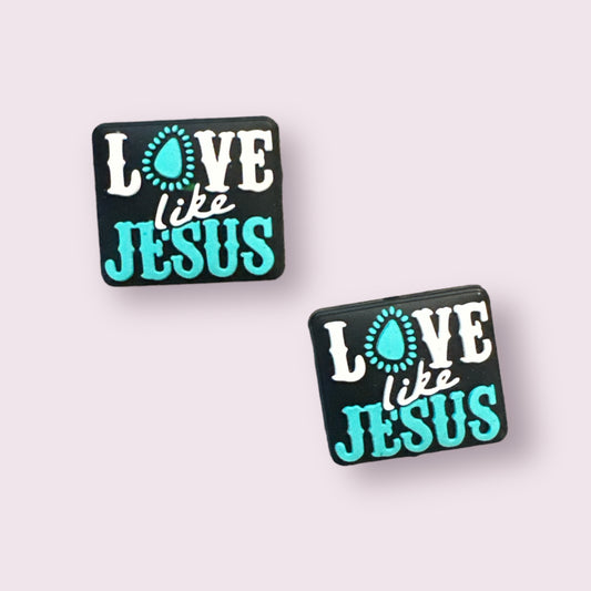 Love Like Jesus Turquoise Silicone Focal Bead