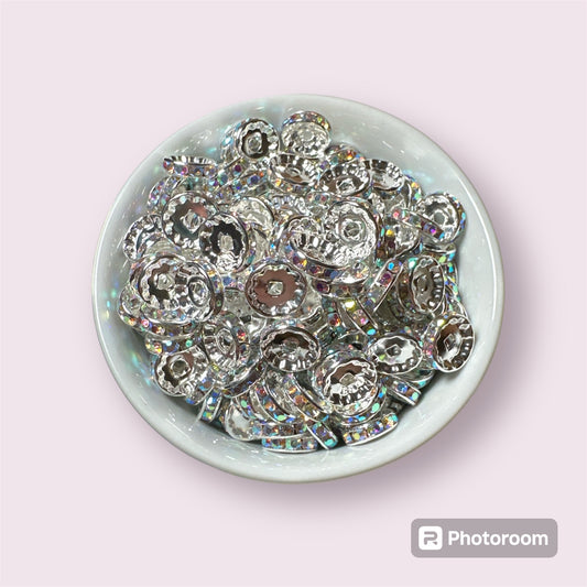 AB Rhinestone 12mm Spacers - 10pack Bead Spacers