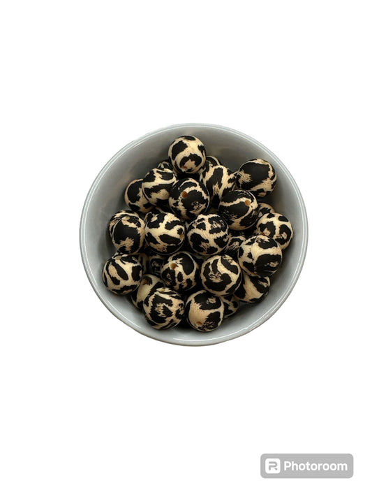 Cheetah Leopard 15mm Silicone Bead