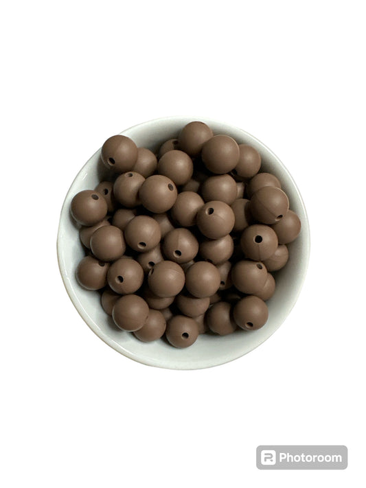 Chocolate Solid 12mm Silicone Bead