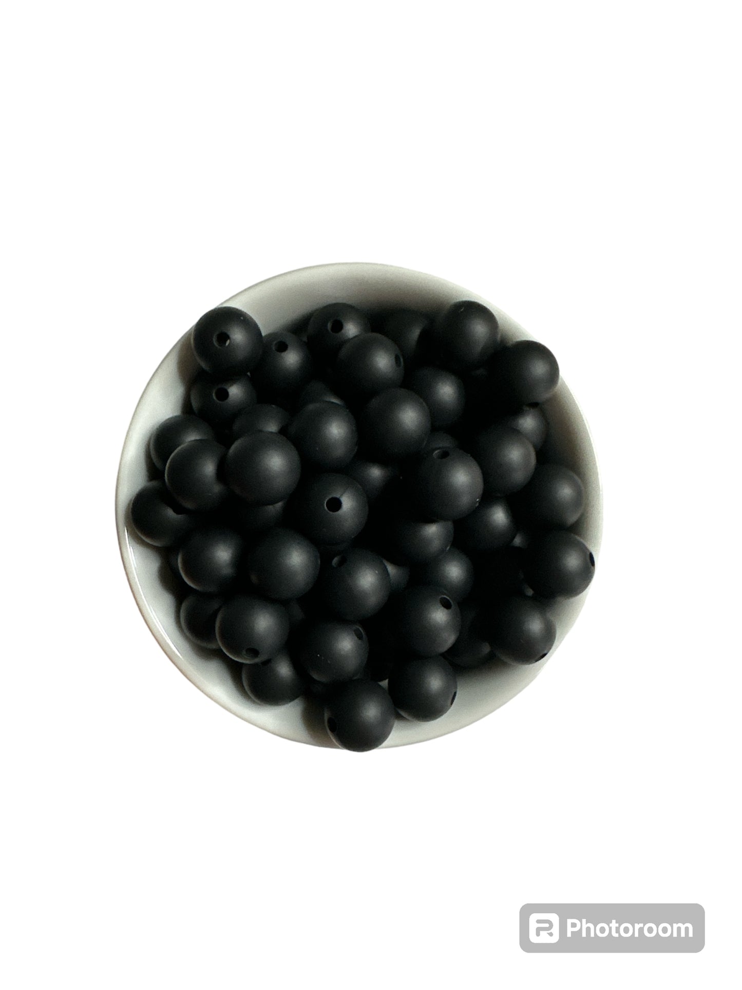 Black Solid 12mm Silicone Bead