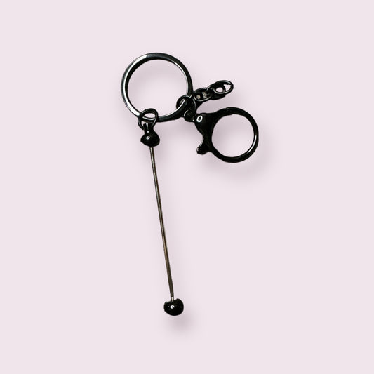 Solid Black Metal Beadable Keychain Blank