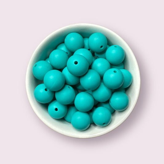 Teal 15mm Silicone Bead