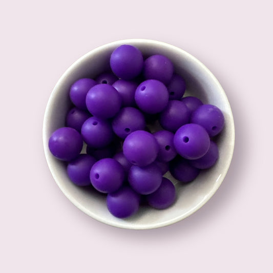 Dark Purple 15mm Silicone Bead