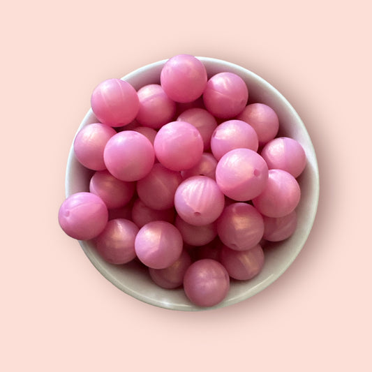 Pink Pearl Solid 15mm Silicone Bead